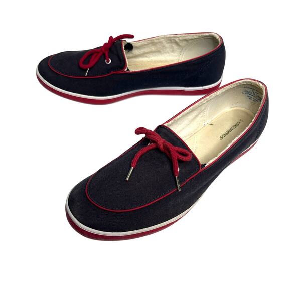 Grasshoppers Westwind Slip On Loafers Retro Navy Blue Red Canvas Size 9.5W - Picture 3 of 9